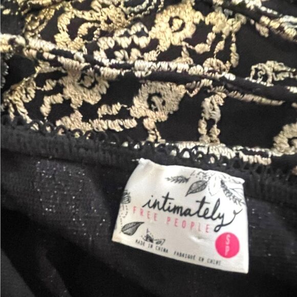 Intimately Free People Black and Gold Lace Embroidered Mini Dress - Picture 12 of 13